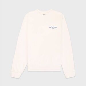 Sporty & Rich Wimbledon Crewneck in Milk/Washed Hydrangea